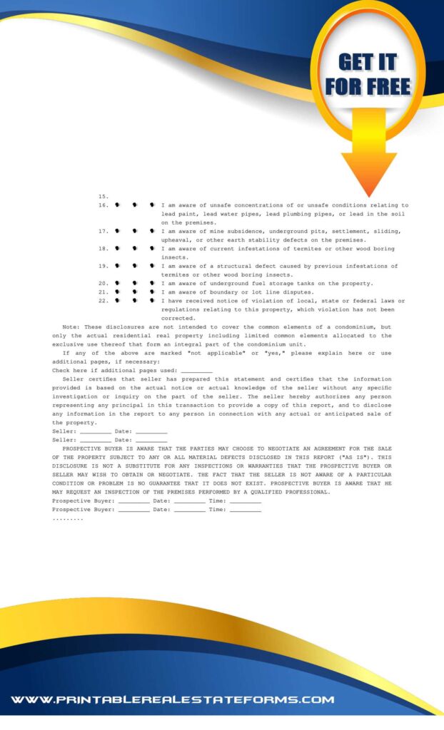 Simple Disclosure Report Example Free Sample Printable General Disclosures Template