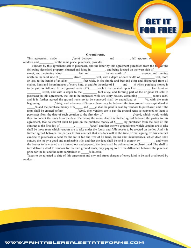 Free Ground Rents Forms Simple Ground Rents Template