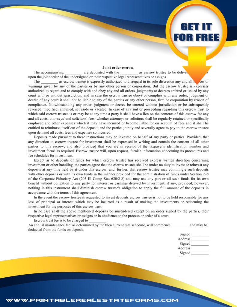 Simple Joint Order Escrow Template