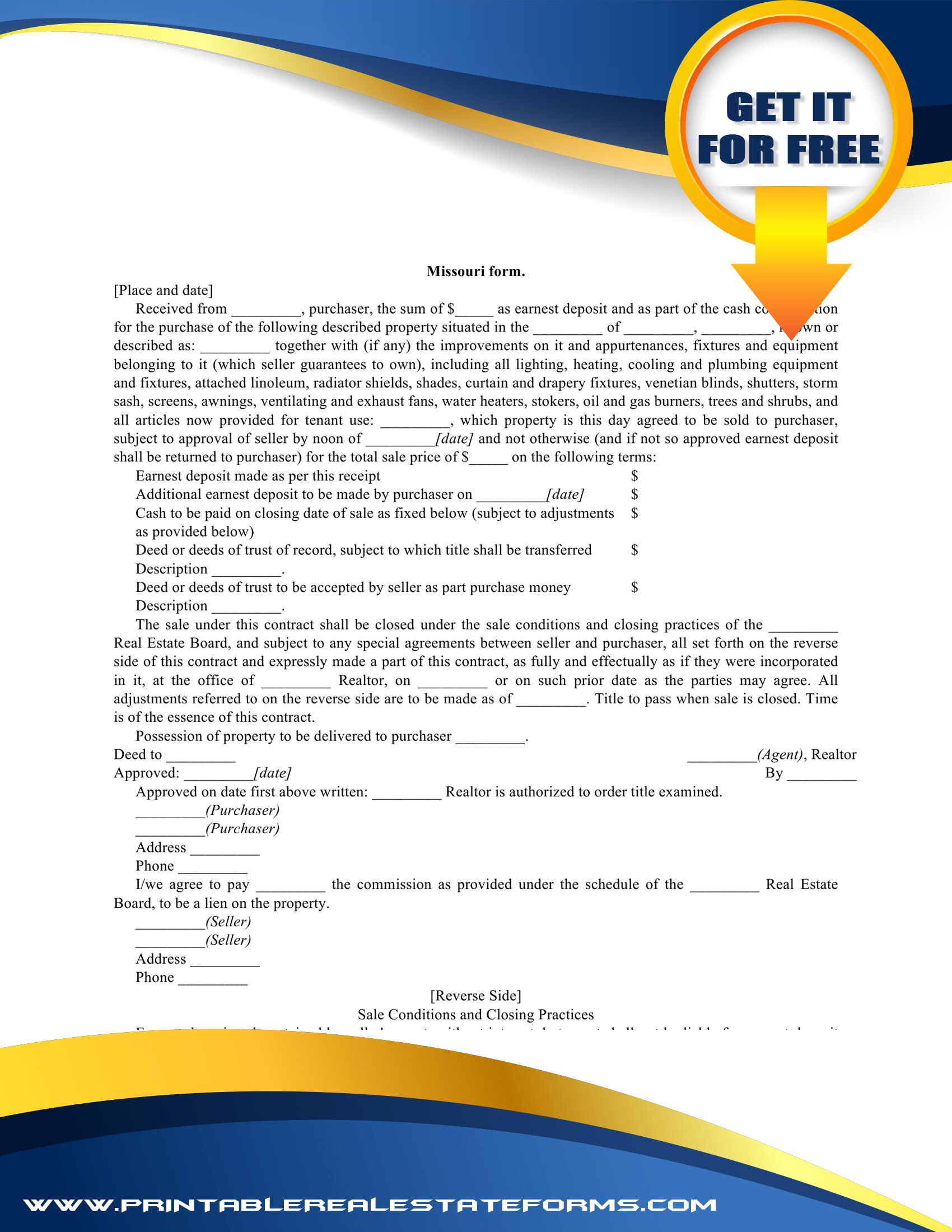 Sample Printable Missouri Form Forms Template 2025