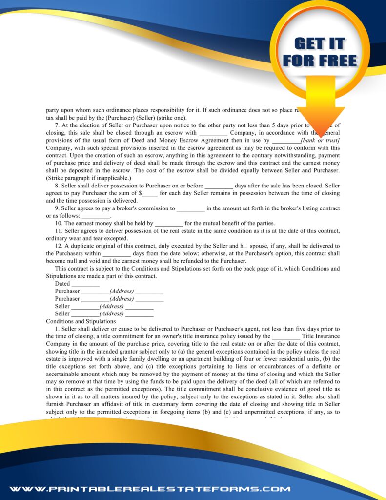 Simple Residential Property-Sale Contingent Upon Buyer Obtaining Template