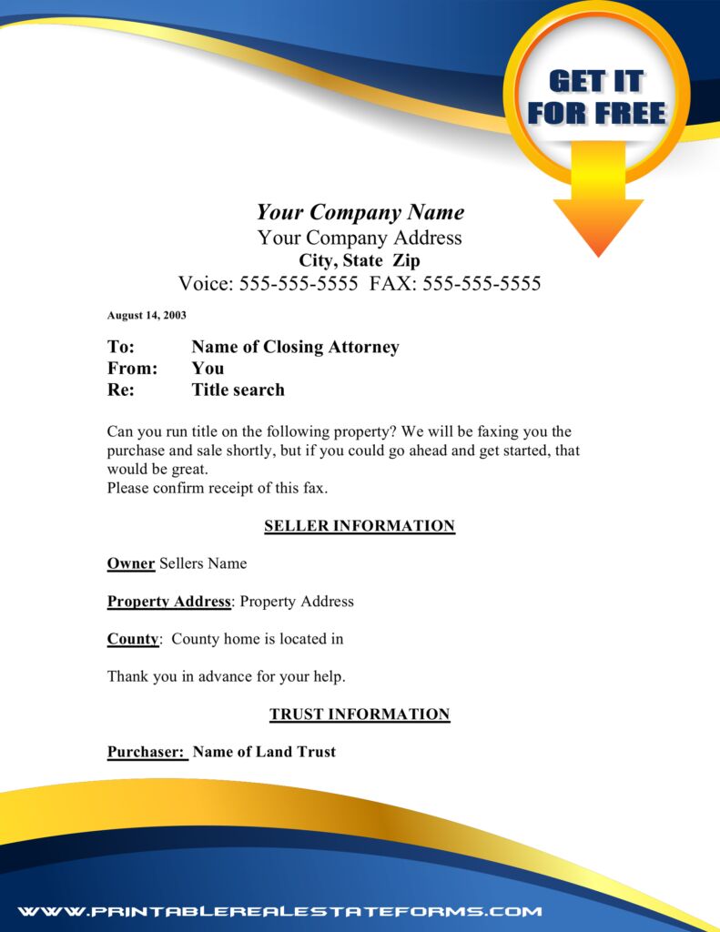 Free Title Search Forms Simple Title Search Template