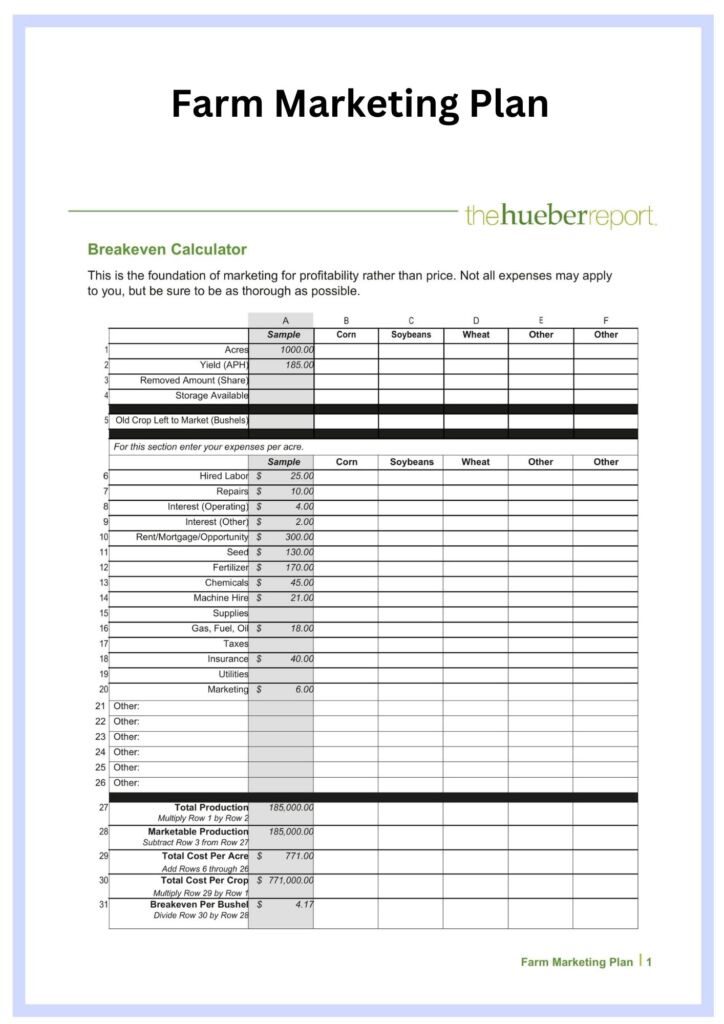 Farm Marketing Plan Simple Farm Marketing Plan Template