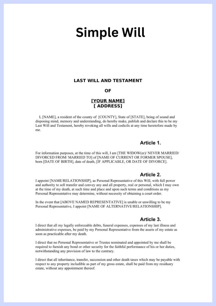 Sample Printable Examples Of Wills Forms Template 2025 Sample Printable Examples Of Wills Forms Template 2025