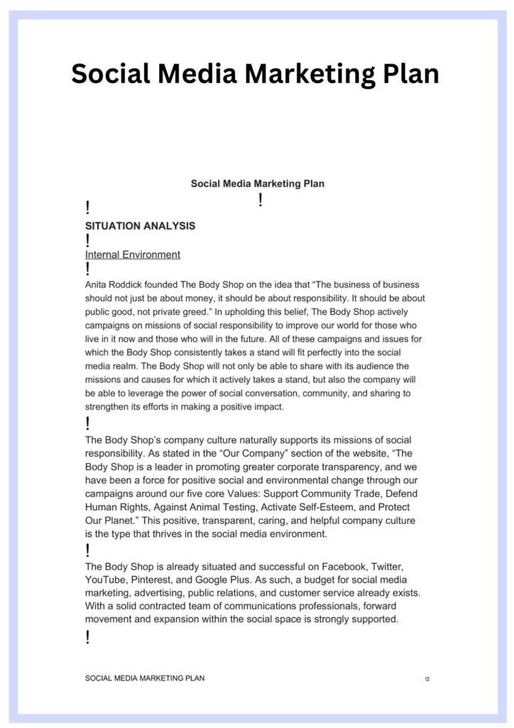 Simple Social Media Marketing Plan Template Simple Business Plan Template Template