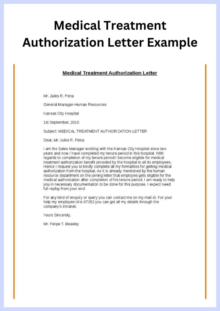 Medical Treatment Authorization Letter Example Simple Medical Treatment Authorization Letter Example Template